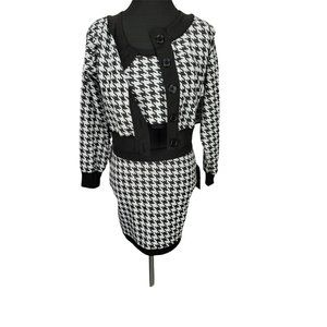 Luna Chix Womens‎ 3 Piece Set Houndstooth Jacket Tank Top Skirt Size Medium